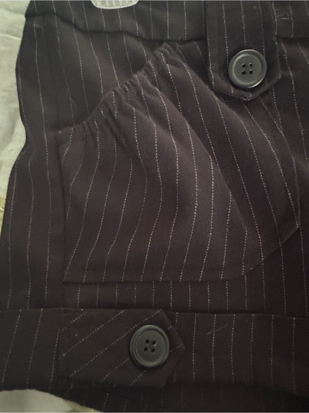 Y2K Black Pinstripe Button-Accent Shorts - Picture 3 of 3